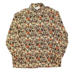 Vintage 70s TT Gun Gai Traditioncal Chinese Pattern Button Up Blouse Shirt Large